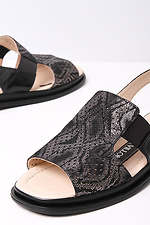 Dark leather sandals with perforations  4205349 photo №4