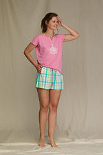 Summer cotton pajamas with plaid shorts Key 2026350 photo №3