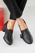 Women's spring-autumn black leather shoes  2505351 photo №1