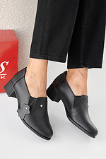 Women's spring-autumn black leather shoes  2505351 photo №4
