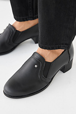 Women's spring-autumn black leather shoes  2505351 photo №9