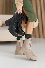 Damen-Winterstiefel aus beigem Leder  2505352 Foto №3
