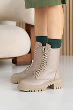 Damen-Winterstiefel aus beigem Leder  2505352 Foto №4
