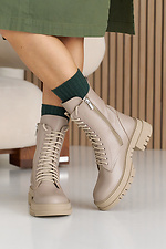 Damen-Winterstiefel aus beigem Leder  2505352 Foto №5