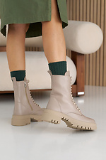 Damen-Winterstiefel aus beigem Leder  2505352 Foto №6
