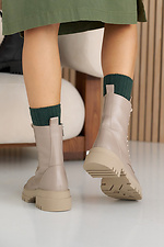 Damen-Winterstiefel aus beigem Leder  2505352 Foto №7