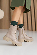 Women's winter beige leather boots  2505352 photo №8