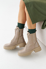 Damen-Winterstiefel aus beigem Leder  2505352 Foto №9