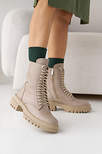 Damen-Winterstiefel aus beigem Leder  2505352 Foto №11