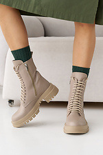 Damen-Winterstiefel aus beigem Leder  2505352 Foto №12