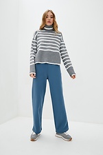 Wool-blend knitted sweater in a stripe pattern with a high collar  4038353 photo №2
