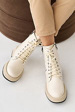 Women's milk winter leather boots  2505354 photo №6
