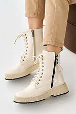 Women's milk winter leather boots  2505354 photo №7