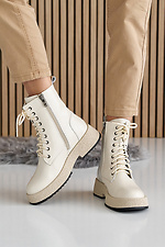 Women's milk winter leather boots  2505354 photo №8