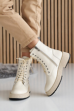 Women's milk winter leather boots  2505354 photo №9