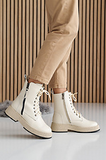 Women's milk winter leather boots  2505354 photo №10
