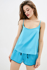FANNI satin pajama top with thin straps in blue Garne 3036354 photo №1