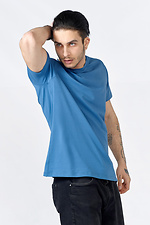 Базовая мужская футболка LUXURY из хлопка синего цвета GEN 8000354 фото №4