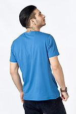 Podstawowa koszulka męska LUXURY z niebieskiej bawełny GEN 8000354 zdjęcie №5