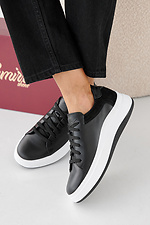 Damen-Sneakers aus schwarzem Leder fr Frhling und Herbst  2505355 Foto №4