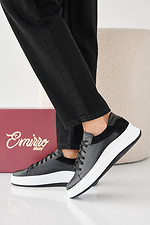 Damen-Sneakers aus schwarzem Leder fr Frhling und Herbst  2505355 Foto №8