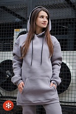 Gray oversized fleece hoodie Without 8048355 photo №1