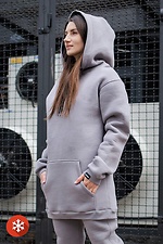 Gray oversized fleece hoodie Without 8048355 photo №2