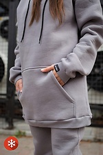 Gray oversized fleece hoodie Without 8048355 photo №4