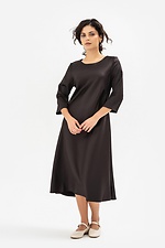 Сукня з укороченими рукавами ALBINA коричневого кольору Garne 3041356 фото №1