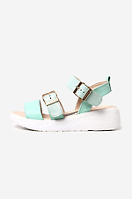 Light leather platform sandals with buckles  4205356 photo №1