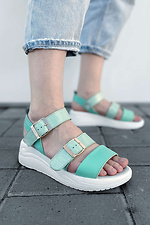 Light leather platform sandals with buckles  4205356 photo №5
