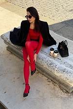 Rote Mikrofaserstrumpfhose M-SOCKS 2040357 Foto №7