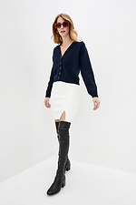 Knee-length knitted wool pencil skirt with side slit  4038357 photo №2