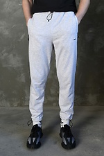 Хлопковые спортивные штаны на затяжках в цвете серый меланж GARD 8038357 фото №2