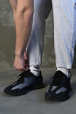 Хлопковые спортивные штаны на затяжках в цвете серый меланж GARD 8038357 фото №6
