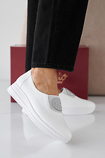 Women's spring-autumn white leather sneakers  2505358 photo №1