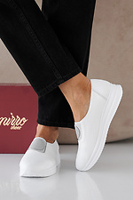 Women's spring-autumn white leather sneakers  2505358 photo №6