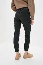 Schwarze, gerade Jeans mit hohem Bund  4009358 Foto №3