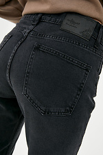 Schwarze, gerade Jeans mit hohem Bund  4009358 Foto №4