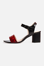 Red and Black Leather Wide Heel Sandals  4205358 photo №1