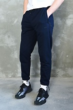Хлопковые спортивные штаны на затяжках в темно-синем цвете GARD 8038358 фото №4