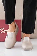 Women's spring-autumn beige leather sneakers  2505359 photo №2