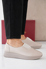 Women's spring-autumn beige leather sneakers  2505359 photo №4
