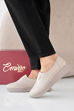 Women's spring-autumn beige leather sneakers  2505359 photo №6