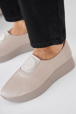 Women's spring-autumn beige leather sneakers  2505359 photo №7