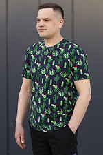 Цветная хлопковая футболка на лето в принт кактусы GEN 8000359 фото №2