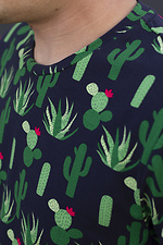 Цветная хлопковая футболка на лето в принт кактусы GEN 8000359 фото №4