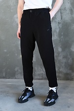 Хлопковые спортивные штаны на затяжках в черном цвете GARD 8038359 фото №2