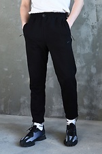 Хлопковые спортивные штаны на затяжках в черном цвете GARD 8038359 фото №4