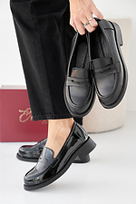 Women's spring-autumn black leather shoes  2505360 photo №2